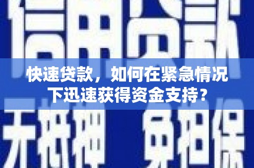 文登快速贷款，如何在紧急情况下迅速获得资金支持？