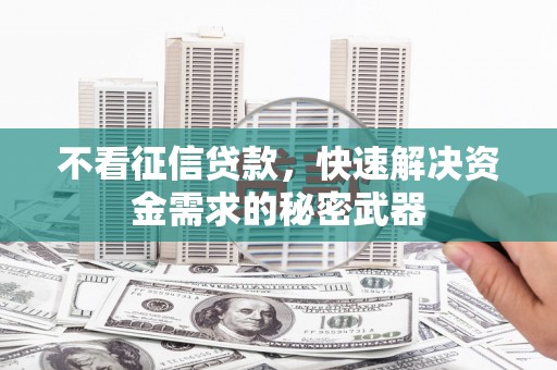 文登不看征信贷款，快速解决资金需求的秘密武器
