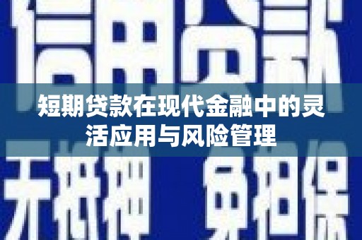 文登短期贷款在现代金融中的灵活应用与风险管理